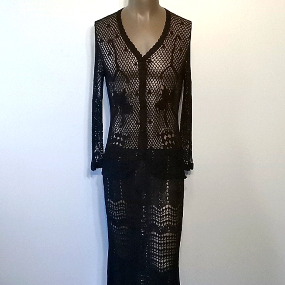 Sexy & Stylish 2pc Black Long sleeves top and dress set by IDI